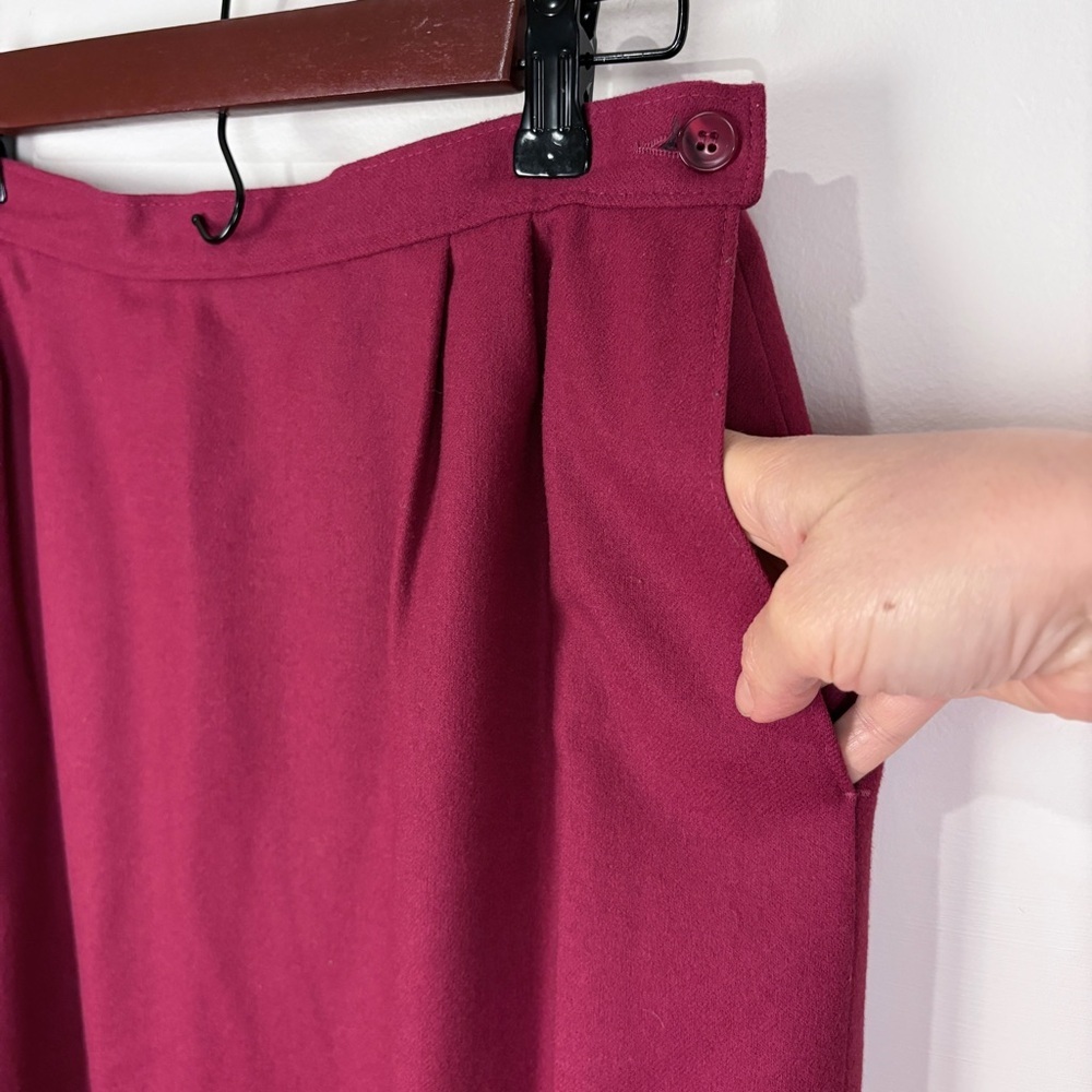 Pendleton 100% Wool Raspberry Pink Midi Skirt Cla… - image 5
